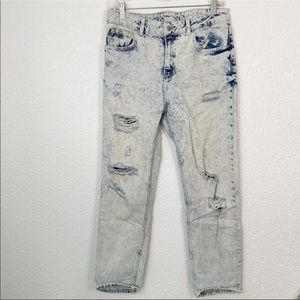 Zara Woman Acid Washed Distressed Jeans